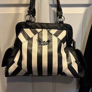 Killstar Black and White Striped Women's Bag & matching wallet